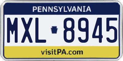 PA license plate MXL8945