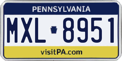 PA license plate MXL8951