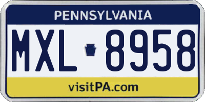PA license plate MXL8958