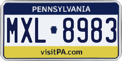 PA license plate MXL8983