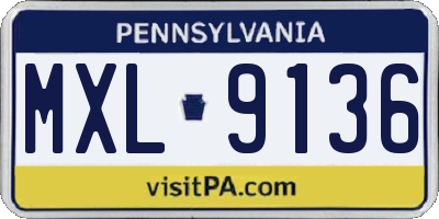 PA license plate MXL9136