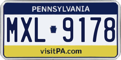 PA license plate MXL9178