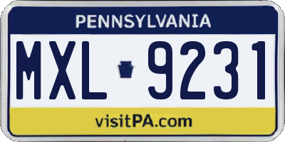 PA license plate MXL9231