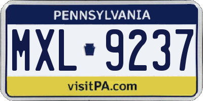 PA license plate MXL9237