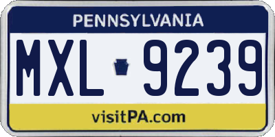 PA license plate MXL9239