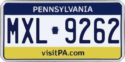 PA license plate MXL9262
