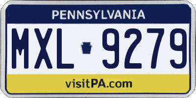 PA license plate MXL9279
