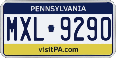 PA license plate MXL9290