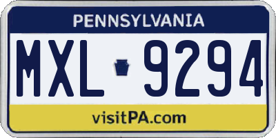PA license plate MXL9294