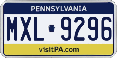 PA license plate MXL9296