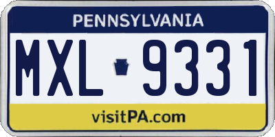 PA license plate MXL9331