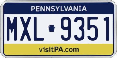 PA license plate MXL9351