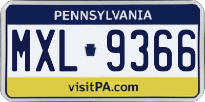 PA license plate MXL9366