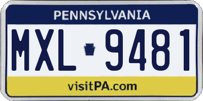 PA license plate MXL9481