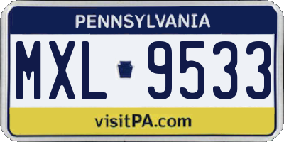 PA license plate MXL9533