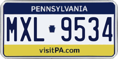 PA license plate MXL9534