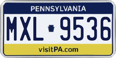 PA license plate MXL9536