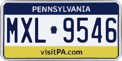 PA license plate MXL9546