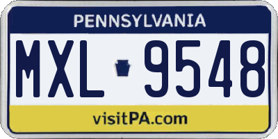 PA license plate MXL9548