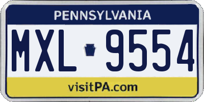 PA license plate MXL9554