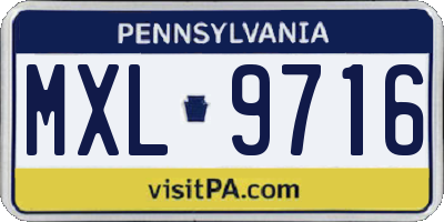 PA license plate MXL9716