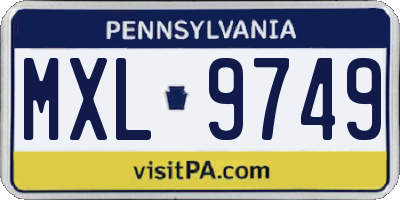 PA license plate MXL9749