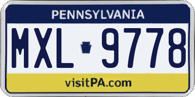 PA license plate MXL9778