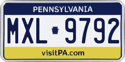 PA license plate MXL9792