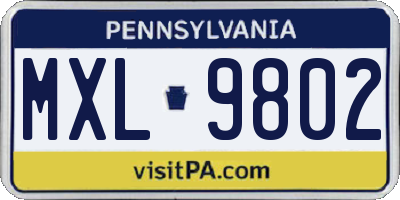 PA license plate MXL9802