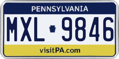 PA license plate MXL9846