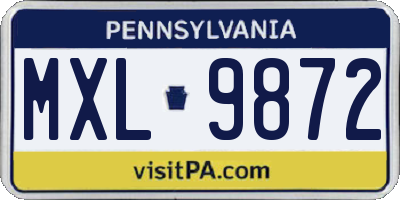 PA license plate MXL9872