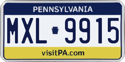 PA license plate MXL9915