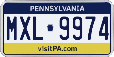 PA license plate MXL9974