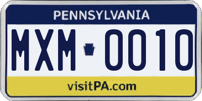 PA license plate MXM0010