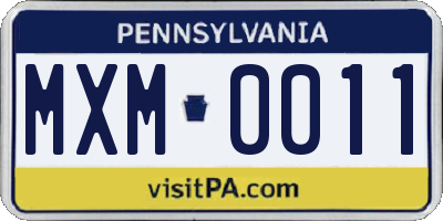 PA license plate MXM0011