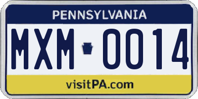 PA license plate MXM0014