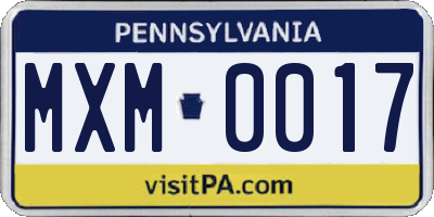 PA license plate MXM0017