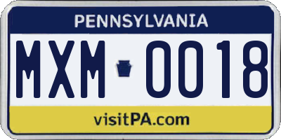 PA license plate MXM0018