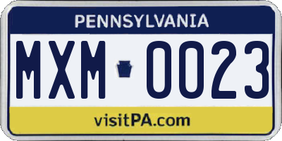 PA license plate MXM0023