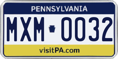 PA license plate MXM0032