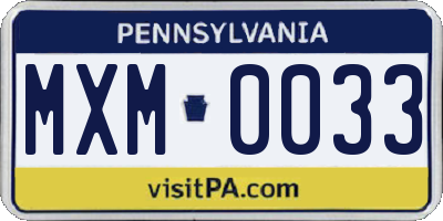 PA license plate MXM0033