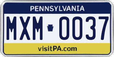 PA license plate MXM0037