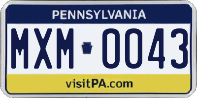 PA license plate MXM0043