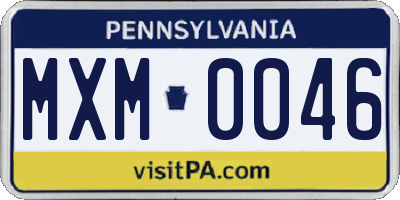 PA license plate MXM0046