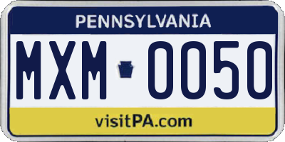 PA license plate MXM0050
