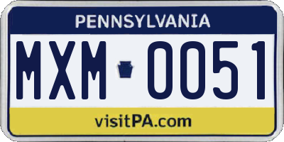 PA license plate MXM0051