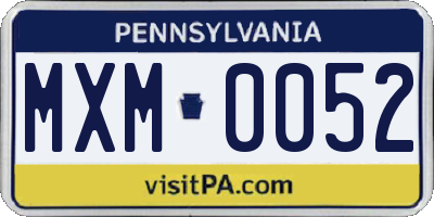 PA license plate MXM0052