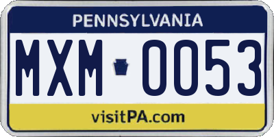 PA license plate MXM0053