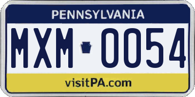 PA license plate MXM0054