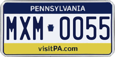 PA license plate MXM0055